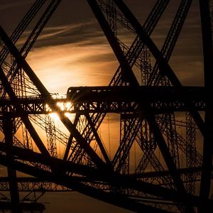 forth bridges at sunset