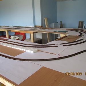 Initial track laying. Scarm design printed 1:1 ideal for positioning curves / points